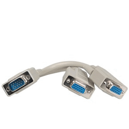 8" VGA (M) to Dual VGA (F) Splitter Cable (Beige)