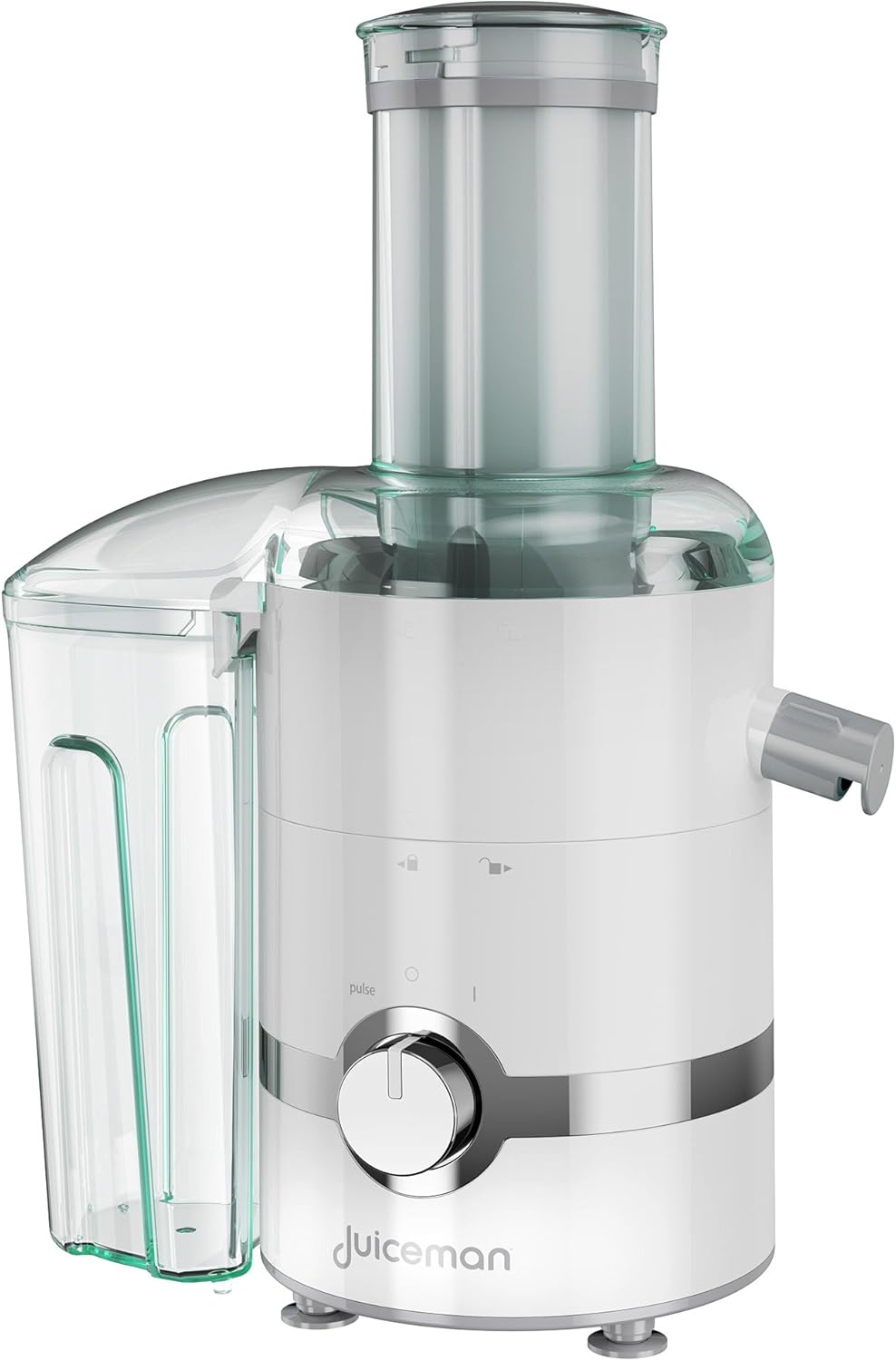 Juiceman 3-in-1 Electric Juicer, Blender, and Pulp Extractor with 2L Removable Pulp Container & 24oz. Portable Personal Blending Jar, White, JM3000C