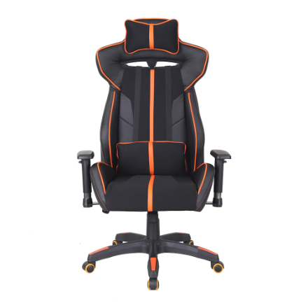 [1183-ORN/CA] Brassex 1183-ORN Milo Fabric Gaming Chair with Tilt and Recline - Black/Orange