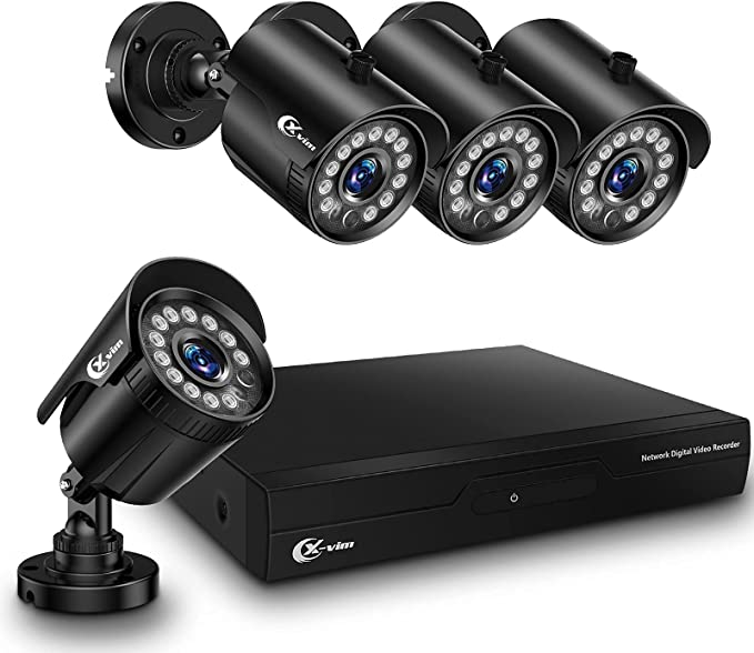XVIM Système de caméra de sécurité sans disque dur 1080p 4 canaux                                                                                                                                                                                                                                                                                               CCTV DVR Enregistreur 4 pièces Full HD 1080p Intérieur Extérieur Étanche                                                                                                                                                                                                                                                                    Vision de nuit Accès à distance facile