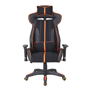 Brassex 1183-ORN Milo Fabric Gaming Chair with Tilt and Recline - Black/Orange