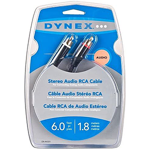 6' Dynex DX-AV221 2 RCA (M) to (M) Audio Cable w/G