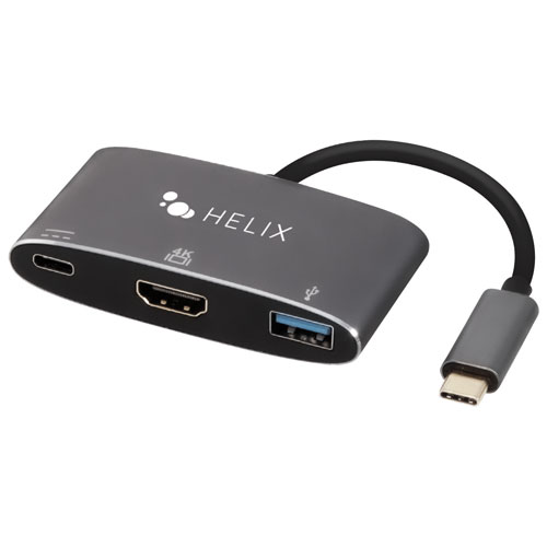 [ETHHUB3] Concentrateur 3-en-1 USB-C à HDMI/USB-C/USB-A de Helix (ETHHUB3)