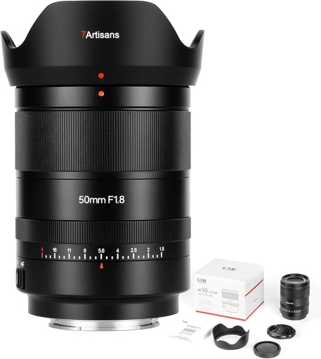 [AF 50mm F1.8] 7artisans Objectif AF 50 mm F1.8 pour monture Sony E, plein cadre, grande ouverture, Prime, STM mise au point automatique manuelle, mise au point automatique pour portrait/photographie de rue/sujets